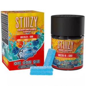 STIIIZY HEMP INFUSED GUMMY 225MG DELTA 9 CBD BLUE RASPBERRY BLAST 15CT JAR-BOX OF 10 JAR