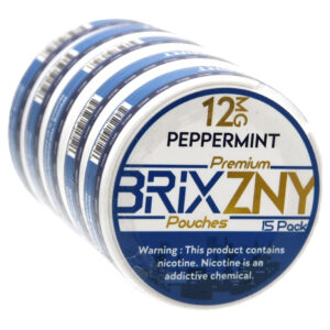 BRIXZNY NICOTINE POUCHES PEPPERMINT 12MG -PACK OF 5