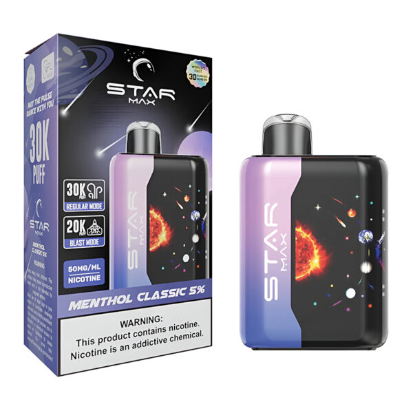 STARMAX GALAXY DISPOSABLE 30000PF MENTHOL CLASSIC 5% - BOX OF 5 (20000PF BLAST MODE)
