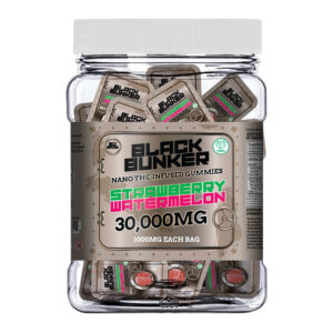BLACK BUNKER NANO THC INFUSED GUMMIES 1000MG STRAWBERRY WATERMELON - BOX OF 30