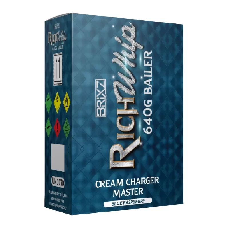 BRIXZ NYC RICH WHIP CREAM CHARGERS 640G CYLINDER BLUE RASPBERRY -BOX OF ...
