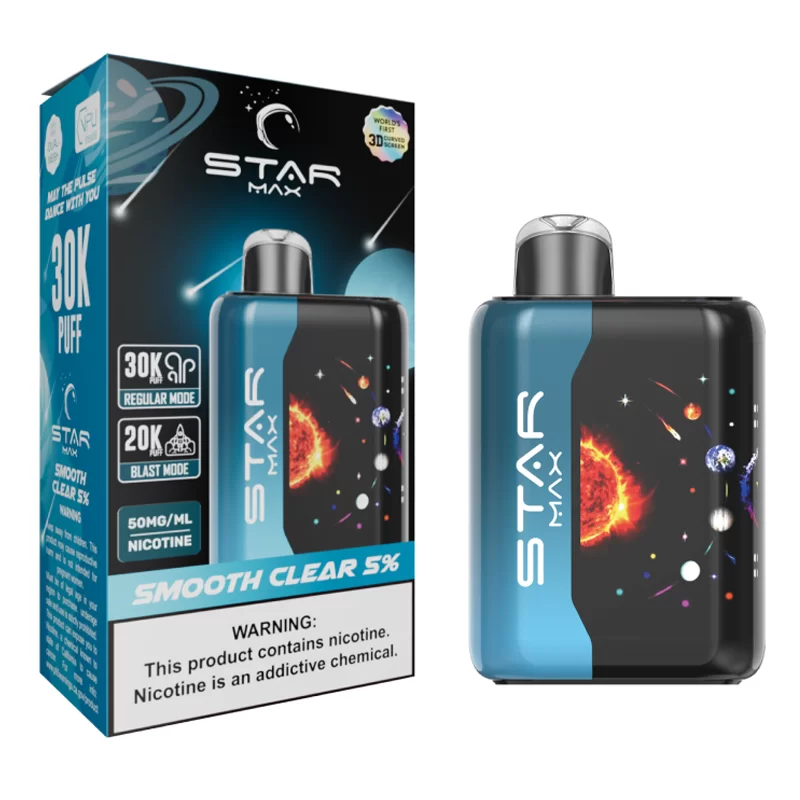 STARMAX GALAXY DISPOSABLE 30000PF SMOOTH CLEAR 5% - BOX OF 5 (20000PF BLAST MODE)