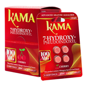 KAMA 7-HYDROXY + PSEUDOINDOXYL KRATOM CHERRY 4CT PACK 100MG -BOX OF 10 PACK