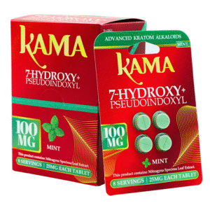 KAMA 7-HYDROXY + PSEUDOINDOXYL KRATOM MINT 4CT PACK 100MG -BOX OF 10 PACK