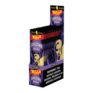 ZIG ZAG 4PK RILLO SIZE 4 CIGAR WRAPS PURPLE - BOX OF 15 POUCHES