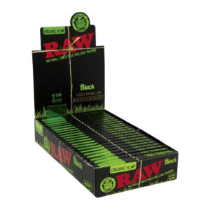 RAW ROLLING PAPER 1 1/4 BLACK ORGANIC 24CT