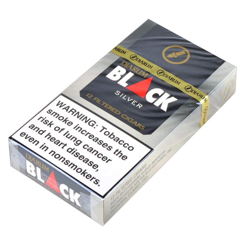 DJARUM BLACK FILTERED CIGARS SILVER 12PK - BOX OF 10