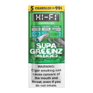 HI-FI 5PK CIGARILLOS SUPA GREEN UNLEADED - BOX OF 15 POUCHES