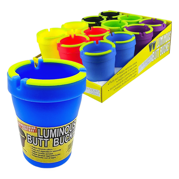 BUTT BUCKET_GLOW IN THE DARK ASH TRAY 12CT (FDX5069-MIX)