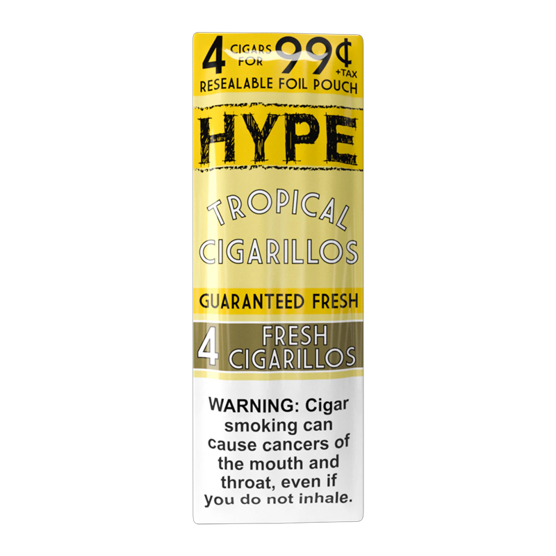 HYPE 4PK CIGARILLOS TROPICAL - BOX OF 15 POUCHES