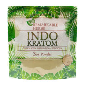 REMARKABLE HERBS GREEN VEIN MITRAGYNA SPECIOSA INDO KRATOM POWDER 3OZ BAG