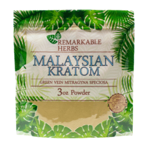 REMARKABLE HERBS GREEN VEIN MITRAGYNA SPECIOSA MALAYSIAN KRATOM POWDER 3OZ BAG