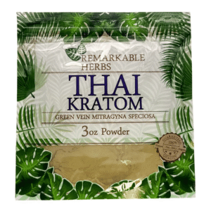 REMARKABLE HERBS GREEN VEIN MITRAGYNA SPECIOSA THAI KRATOM POWDER 3OZ BAG