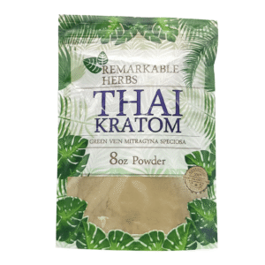 REMARKABLE HERBS GREEN VEIN MITRAGYNA SPECIOSA THAI KRATOM POWDER 8OZ POWDER BAG