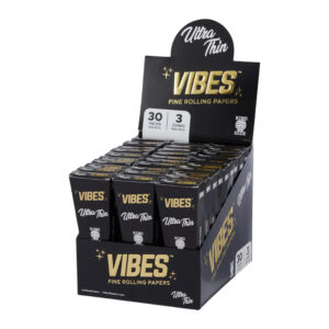 VIBES_ULTRA THIN ROLLING PAPERS_KING SIZE_3CONES_30PACK PER BOX