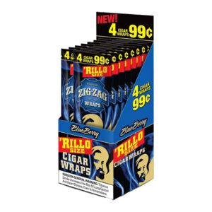 ZIG ZAG 4PK RILLO SIZE 4 CIGAR WRAPS BLUEBERRY - BOX OF 15 POUCHES