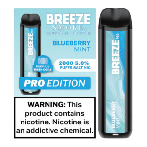SMOKE BREEZE DISPOSABLE POD DEVICE 2000PF BLUEBERRY MINT- BOX OF 10