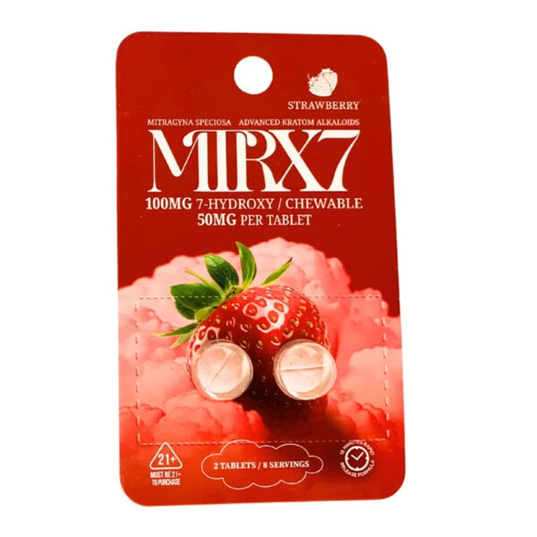 MTRX7 7-HYDROXY CHEWABLE TABLETS STRAWBERRY 100MG 2CT (50MG PER TABLET) - BOX OF 10