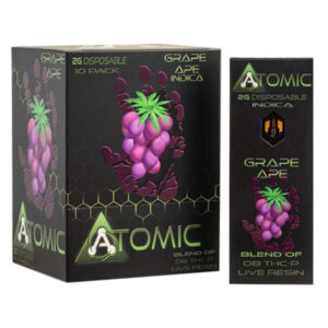 ATOMIC D8 THCP 2G CATRIDGES GRAPE APE INDICA- BOX OF 10