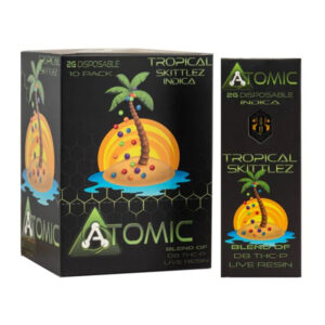 ATOMIC D8 THCP 2G CATRIDGES TROPICAL SKITTLEZ INDICA- BOX OF 10