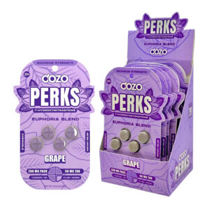 DOZO PERKS 7-HYDROXYMITRAGYNINE CHEWABLE TABLETS EUPHORIA BLEND GRAPE 200MG 4CT (50MG PER TABLET) - BOX OF 10