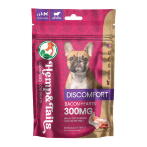 HEMP & TAILS CBD INFUSED DOG TREATS DISCOMFORT BACON HEARTS 300MG- PACK OF 60