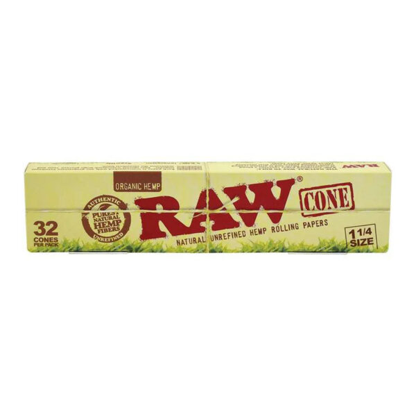 RAW CONE ORGANIC UNREFINED HEMP ROLLING PAPERS 1.25SIZE 32 CONES
