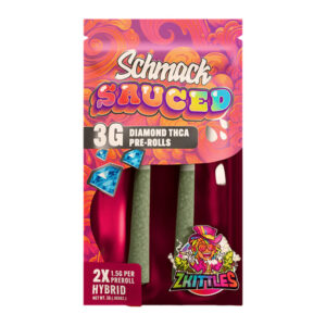 SCHMACK SAUCED 3G DIAMOND THCA PRE ROLLS ZKITTLES HYBRID 2PK - BOX OF 10