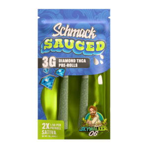 SCHMACK SAUCED 3G DIAMOND THCA PRE ROLLS SKY WALKER SATIVA 2PK - BOX OF 10