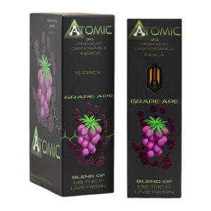 ATOMIC THCP 3G PREHEAT DISPOSABLE GRAPE APE INDICA - BOX OF 5