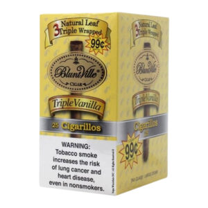 BLUNT VILLE CIGAR NATURAL LEAF TRIPLE WRAPPED TRIPLE VANILLA - BOX OF 25