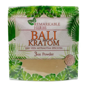 REMARKABLE HERBS RED VEIN MITRAGYNA SPECIOSA BALI KRATOM POWDER 3OZ BAG