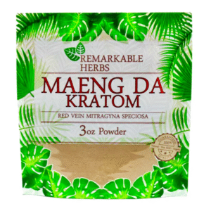 REMARKABLE HERBS RED VEIN MITRAGYNA SPECIOSA MAENG DA KRATOM POWDER 3OZ BAG