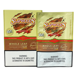 SLAPWOODS WRAPS NATURAL WHOLE LEAF SINGLES 1PK - BOX OF 10