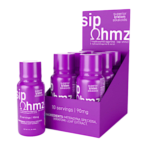 EXODUS SIP OHMZ 7-HYDROXYMITRAGYNINE + 8-HYDROXYMITRAGYNINE & RED OH SHOTS PURPLE 90MG - BOX OF 6 BOTTLES