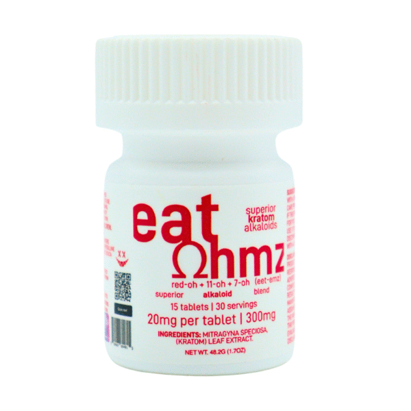 EXODUS EAT OHMZ RED-OH + 11-OH + 7-OH CHEWABLE TABLETS WHITE 20MG 15CT JAR - BOX OF 6 JARS
