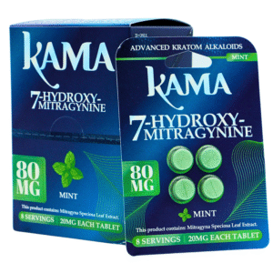 KAMA 7-HYDROXYMITRAGYNINE KRATOM CHEWABLE TABLETS MINT 80MG 4CT -BOX OF 10 PACK