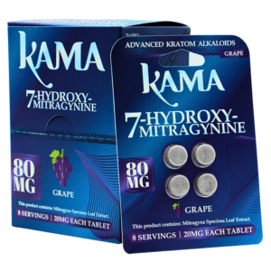 KAMA 7-HYDROXYMITRAGYNINE KRATOM CHEWABLE TABLETS GRAPE 80MG 4CT -BOX OF 10 PACK