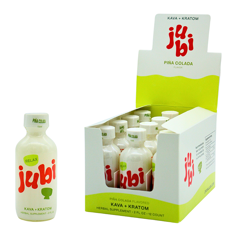 JUBI KAVA + KRATOM SHOTS PINA COLADA FLAVORED 2FL OZ(60ML) BOTTLE - BOX OF 12