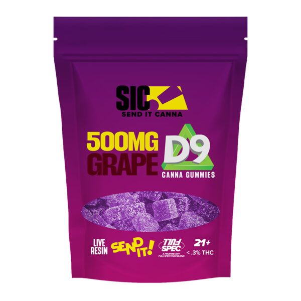 SIC - SEND IT CANNA D9 GUMMIES 500MG GRAPE 15 GUMMIES PK - BOX OF 5 PKS