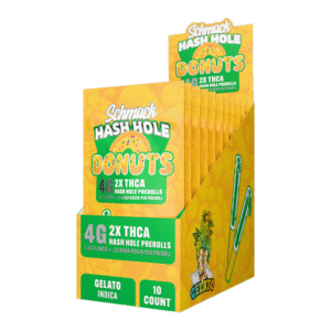 SCHMACK THCA 4G DONUT HASH HOLE PRE ROLLS GELATO INDICA 2PK - BOX OF 10
