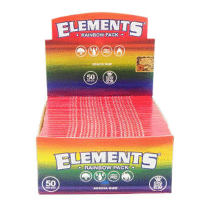 ELEMENTS KING SIZE SLIM ROLLING PAPER RAINBOW PACK- BOX OF 50
