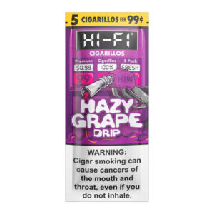 HI-FI 5PK CIGARILLOS HAZY GRAPE DRIP - BOX OF 15 POUCHES
