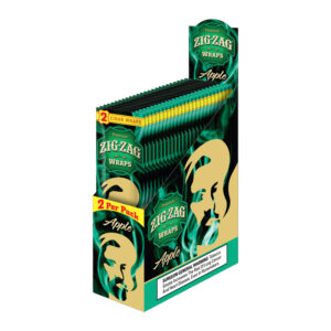 ZIG ZAG 2PK 2 CIGAR WRAPS APPLE - BOX OF 25 POUCHES
