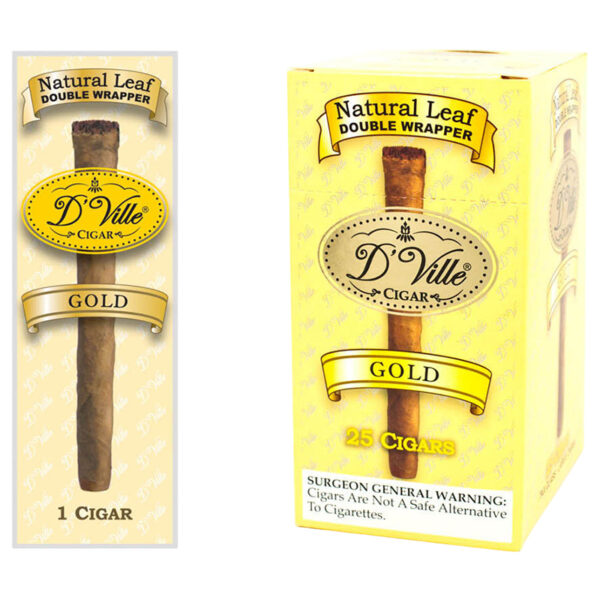 D'VILLE CIGAR NATURAL LEAF DOUBLE WRAPPER GOLD - BOX OF 25