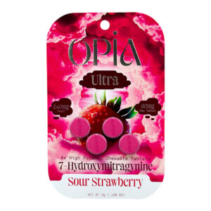 OPIA 7-HYDROXYMITRAGYNINE CHEWABLE TABLETS SOUR STRAWBERRY 240MG 4CT (60MG PER TABLET) - BOX OF 10