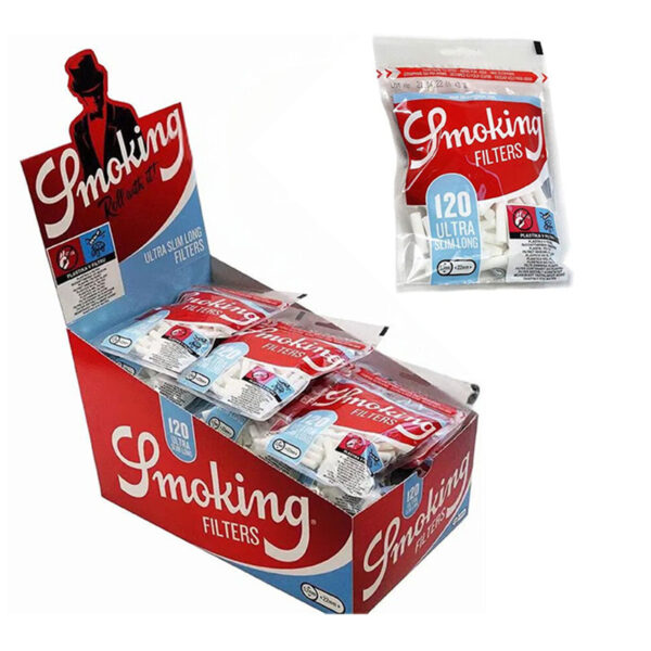 SMOKING FILTERS ULTRA SLIM LONG SIZE 120CT - BOX OF 30 POUCHES