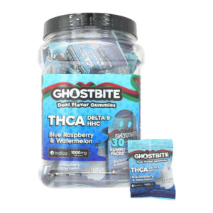 GHOST BITE THCA HHC DELTA 9 BLUE RASPBERRY & WATERMELON INDICA 1000MG- JAR OF 30
