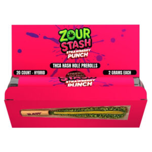 ZOUR STASH STRAWBERRY PUNCH HYBRID 2G THCA HASH HOLE PREROLLS - BOX OF 20