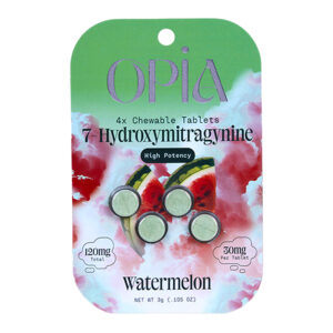 OPIA 7-HYDROXYMITRAGYNINE HIGH POTENCY CHEWABLE TABLETS WATERMELON 120MG 4CT (30MG PER TABLET) - BOX OF 10